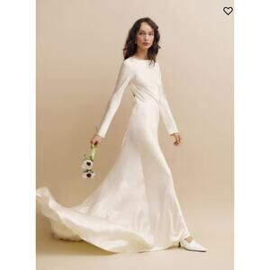 NWD Reformation Adwen Silk Long Sleeve Maxi Dress Wedding Gown Sz 12 Ivory #4A